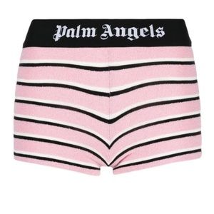 Palm Angels logo-taped striped shorts Size S